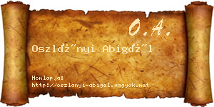 Oszlányi Abigél névjegykártya